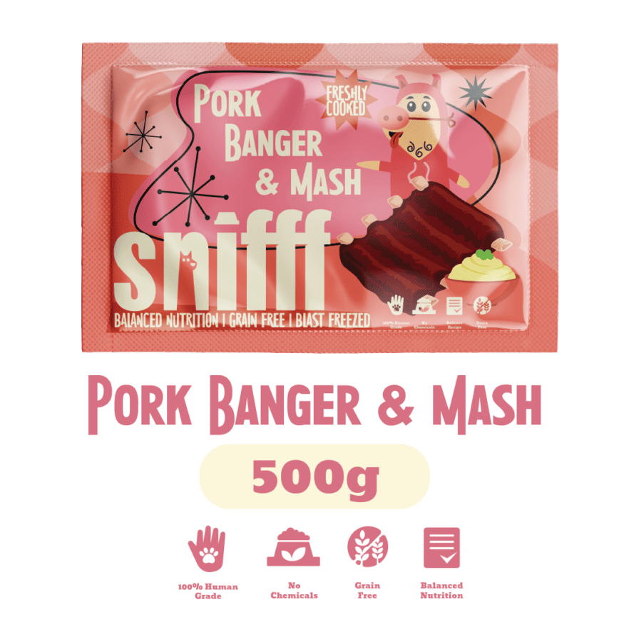 SNIFFF Bowl Pork Banger and Mash Makanan Anjing Basah