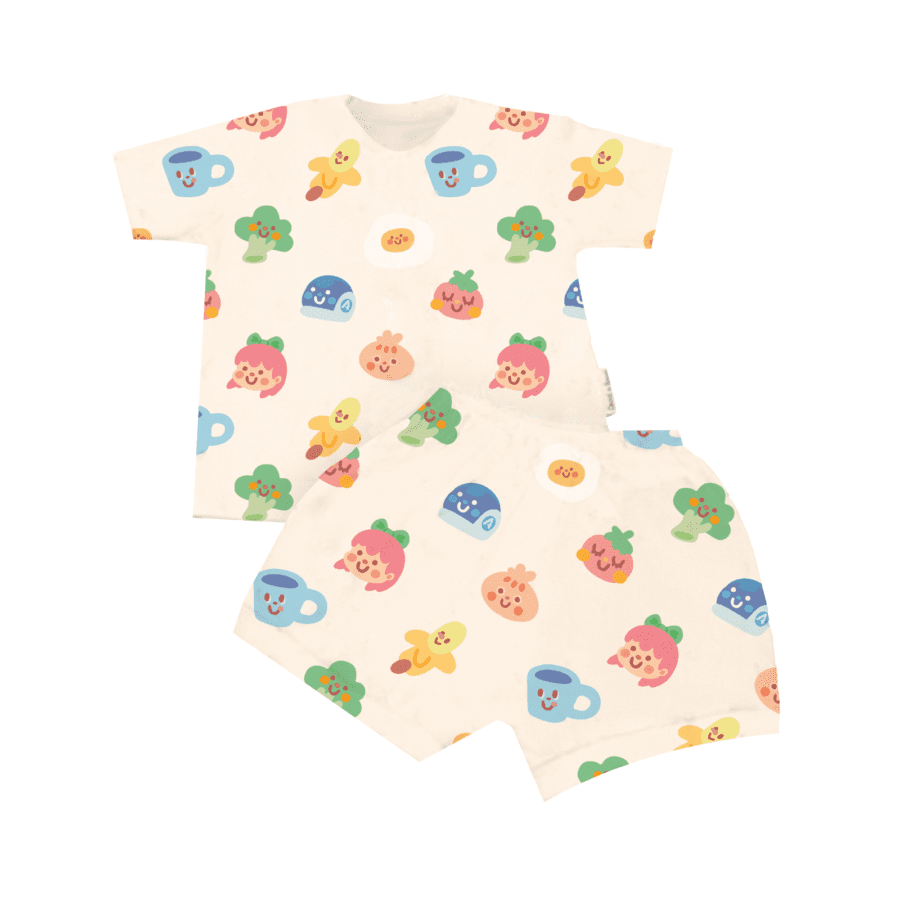 Pajama Baby Short Vegetable Cream 3-4 Years Astro Kids x Carrol