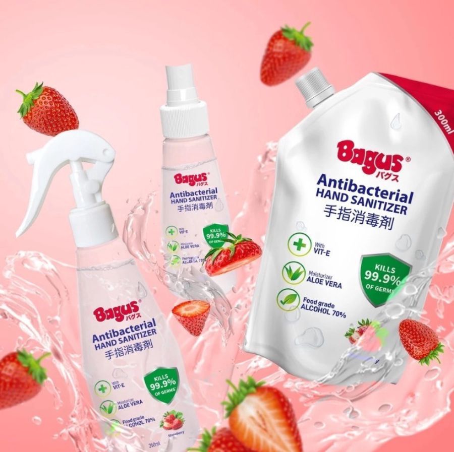 Bagus Antibacterial Strawberry Hand Sanitizer Pouch 300ml