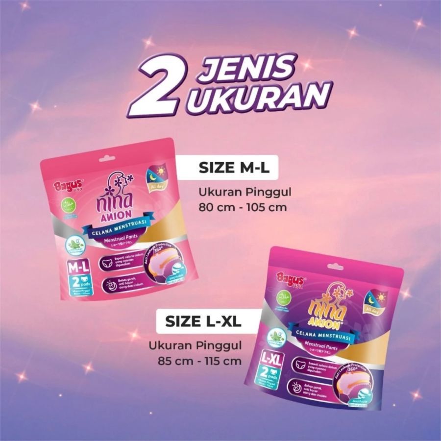 Bagus Nina Anion Menstrual Pants Size M-L 2pads
