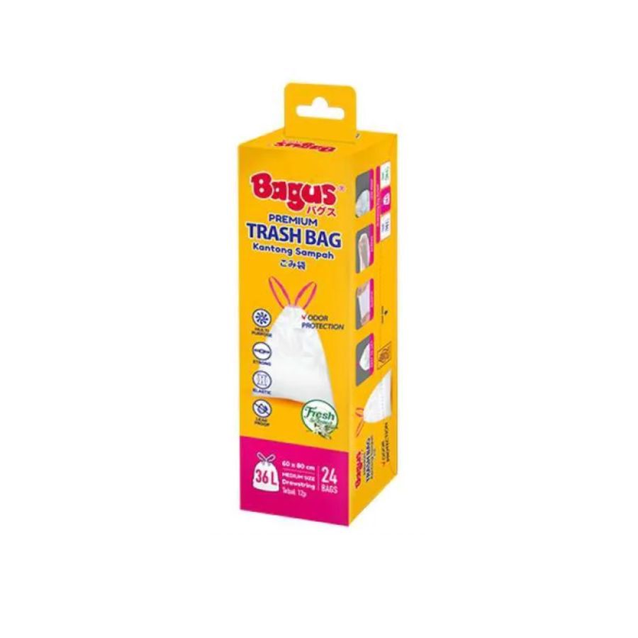 Bagus Premium Drawstring Trash Bag Size 60 x 80 cm 36 Liter 24 Bags 24pcs