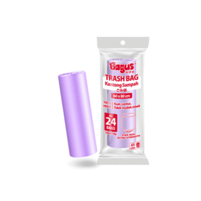 Bagus Trashbag Roll Size 60 x 80 cm 46 Liter Lavender 24 Bags