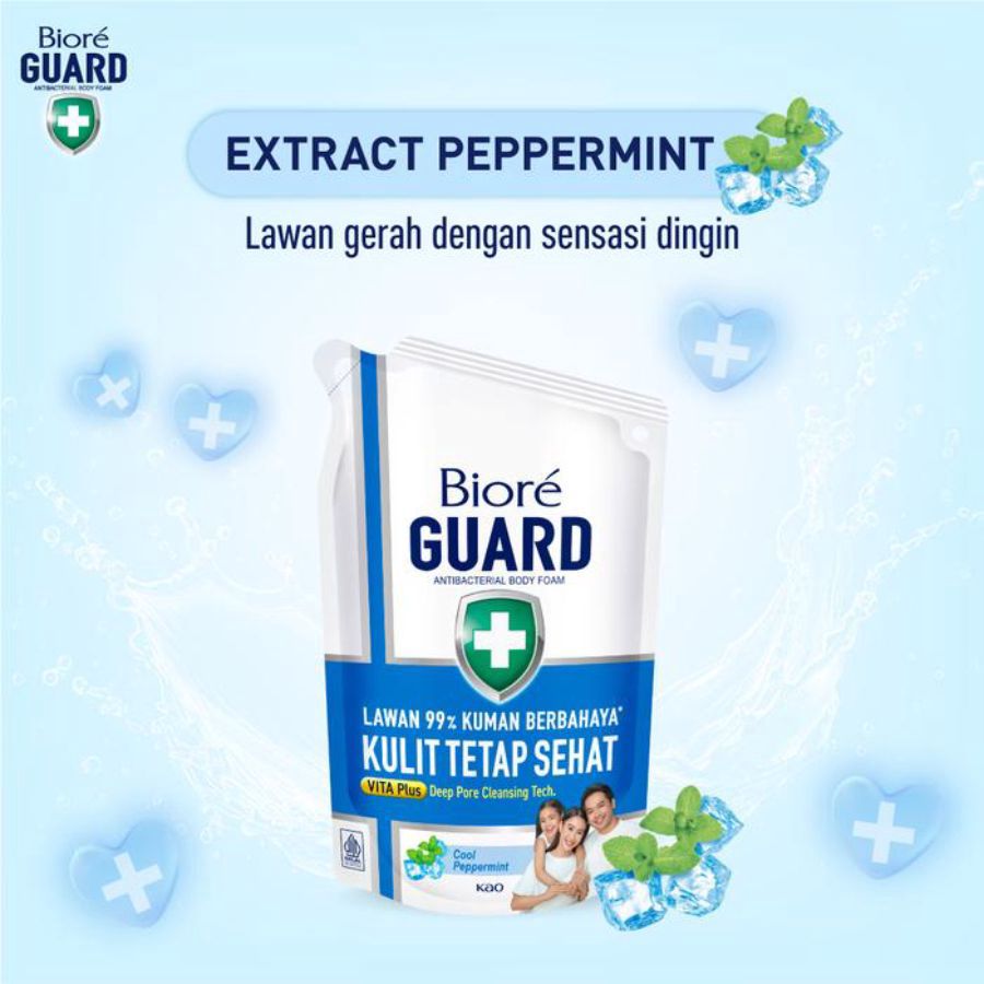 Biore Guard Cool Pepermint Antibacterial Body Foam Pouch 400ml