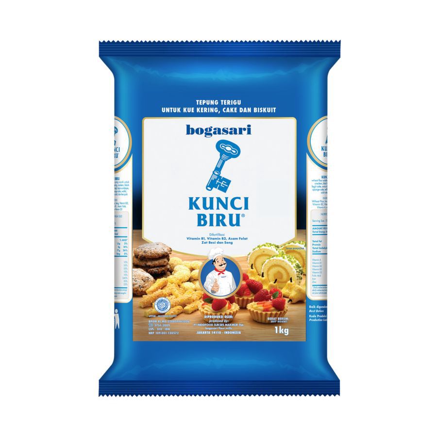 Bogasari Kunci Biru Tepung Terigu Premium Protein Rendah 1kg