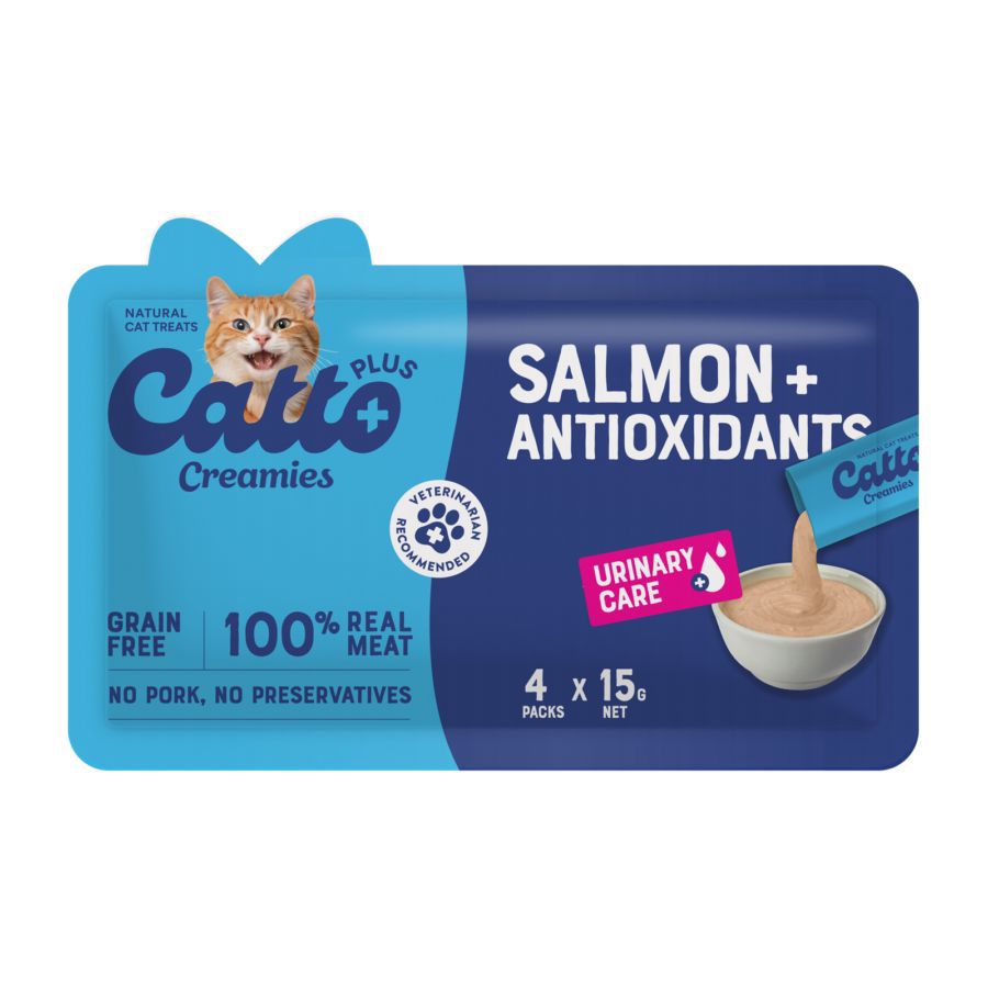Catto Plus Creamies Salmon Urinary Care Makanan Kucing Basah 4 sachet x 15 gram 60gram
