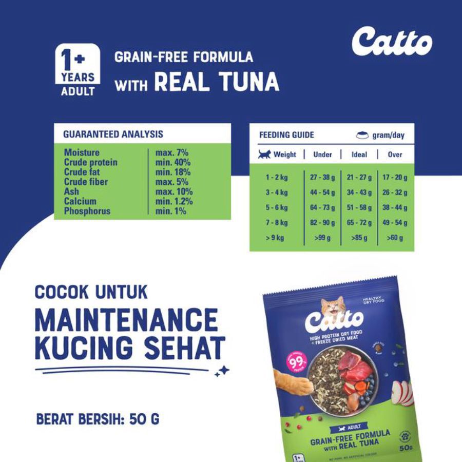 Catto Grain Free Tuna Adult Makanan Kucing Kering 400gram