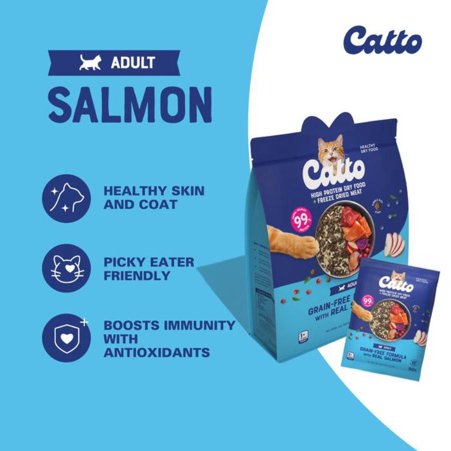 Catto Grain Free Salmon Adult Makanan Kucing Kering 400gram