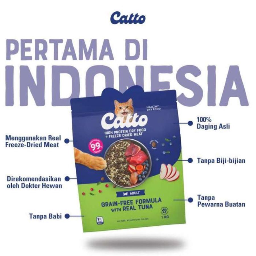 Catto Grain Free Tuna Adult Makanan Kucing Kering 400gram