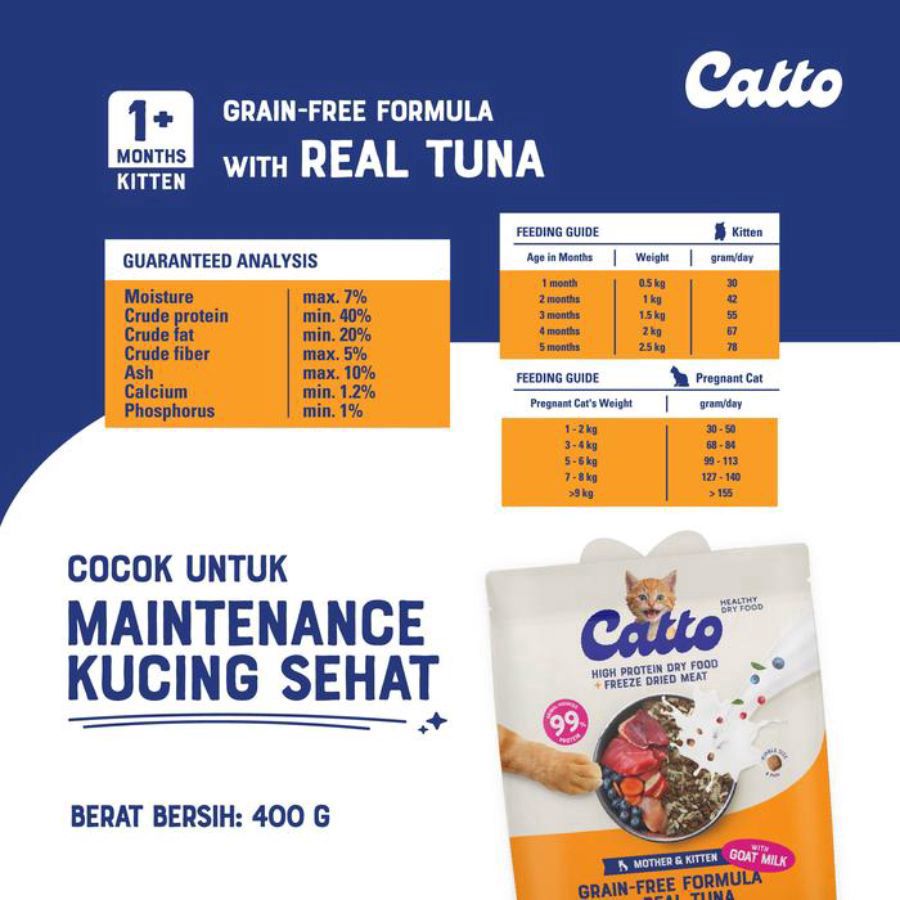 Catto Grain Free Tuna Mother and Kitten Makanan Kucing Kering 1000gram