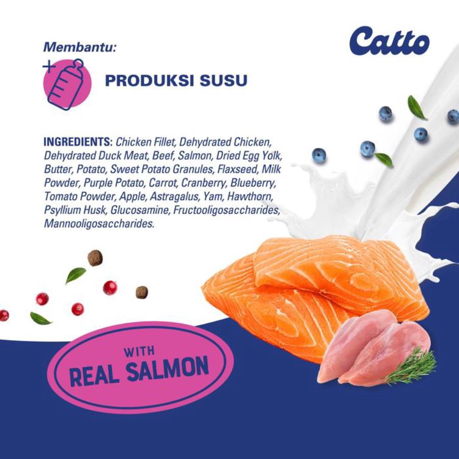 Catto Grain Free Salmon with Goat Milk Mother and Kitten Makanan Kucing Kering 400gram