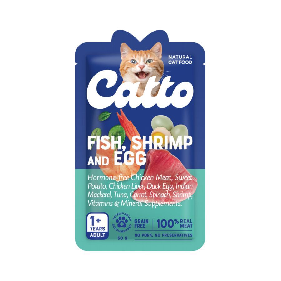 Catto Fish, Shrimp and Egg Adult Makanan Kucing Basah 50gram
