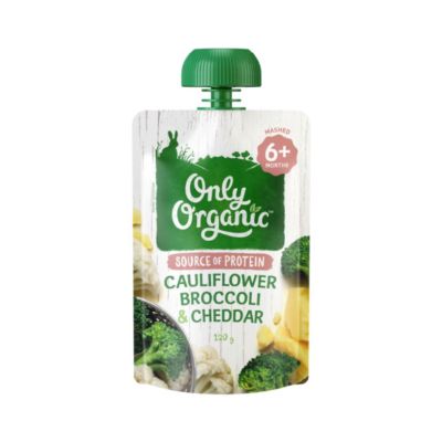 Only Organic Source of Protein Cauliflower, Broccoli, & Cheddar 6+ Months Makanan Bayi