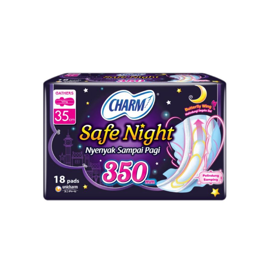 Charm Safe Night Gathers 35cm Pembalut Kewanitaan 16pcs