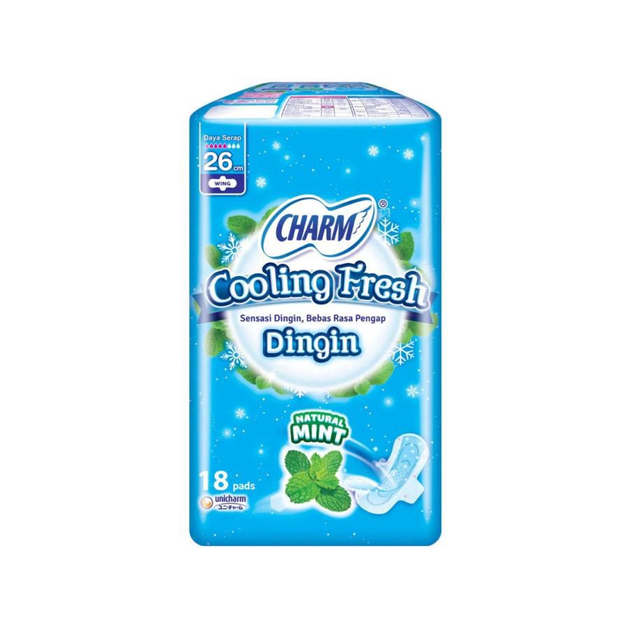 Charm Cooling Fresh Natural Mint Wing 26cm Pembalut Kewanitaan 18pads