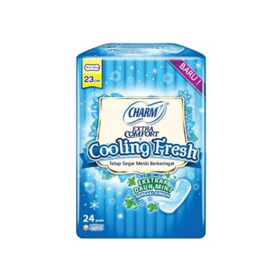 Charm Cooling Fresh Natural Mint Non Wing 23cm Pembalut Kewanitaan 24pads