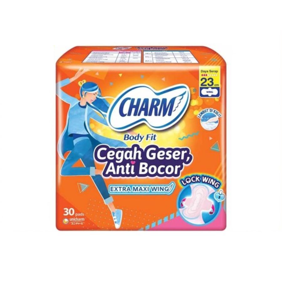 Charm Body Fit Extra Maxi Wing 23cm Pembalut Kewanitaan 28pcs