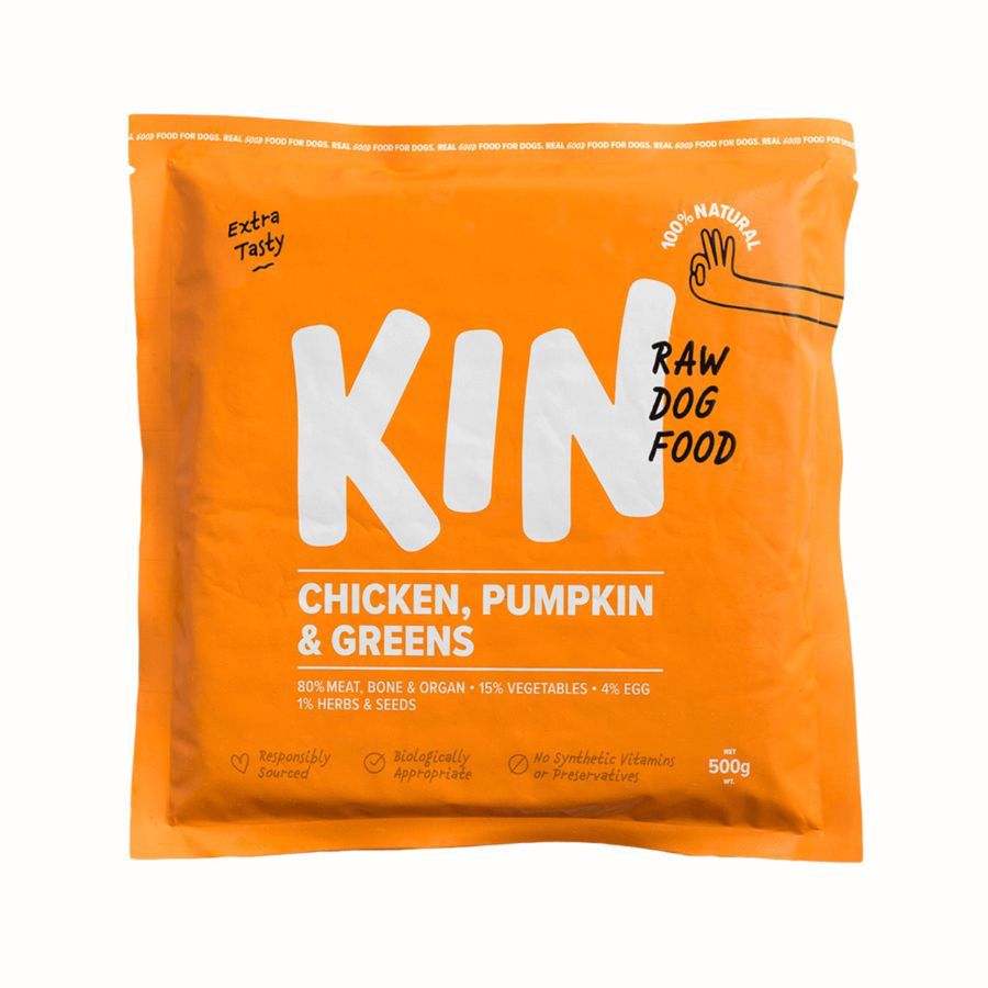 Kin Raw Dog Food Chicken Pumpkin & Greens Makanan Anjing 500gram