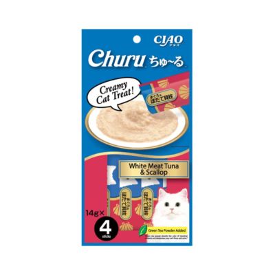 CIAO Churu White Meat Tuna & Scallop Creamy Cat Treat 4 sticks x 14 gram