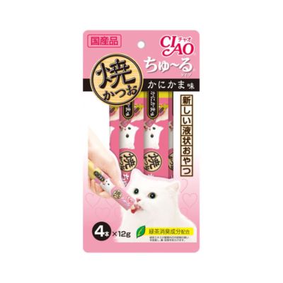 CIAO Grilled Tuna Churu Crab Flavor Cat Treat 4 sticks x 12 gram