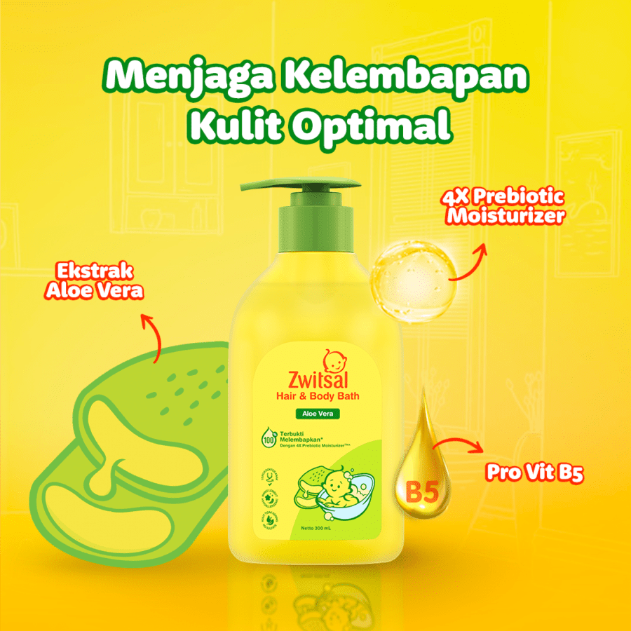 Zwitsal Bath Hair And Body Aloe Vera 300ml