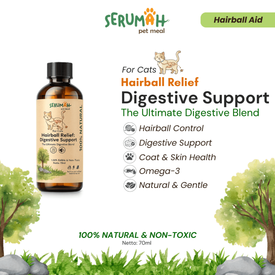 Serumah Hairball Relief Oil Supplemen Pencernaan Kucing 70ml