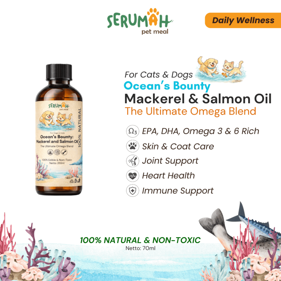 Serumah Fish Oil Ocean Bounty Mackerel & Salmon Suplemen Anjing dan Kucing 70ml