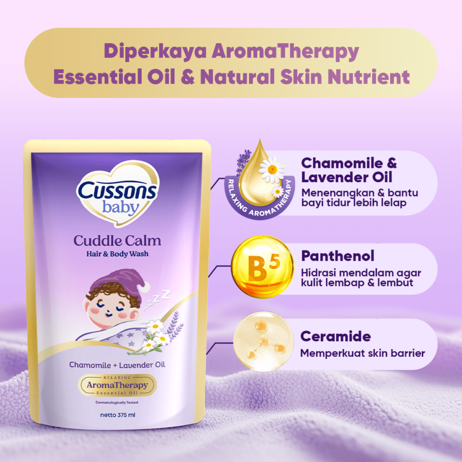 Cussons Baby Cuddle Calm Hair & Body Wash Pouch 375ml