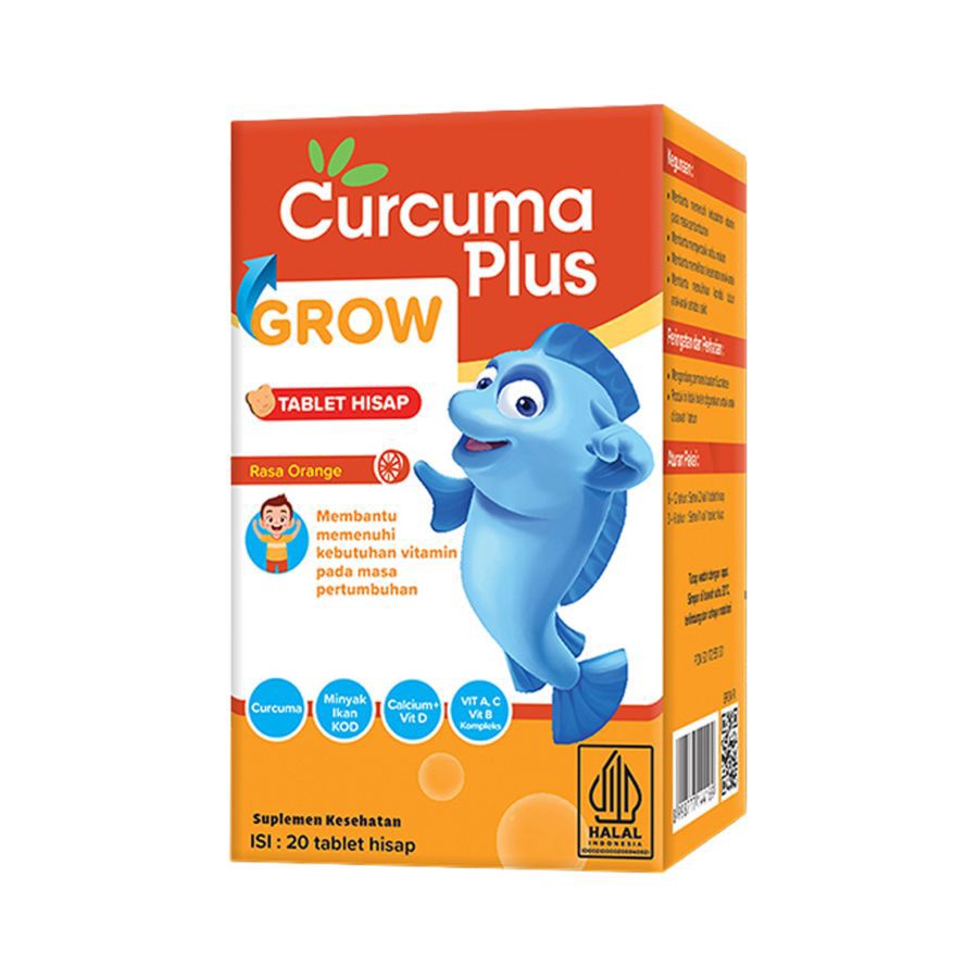 Curcuma Plus Grow Tablet Hisap Multivitamin Rasa Jeruk 20tablet
