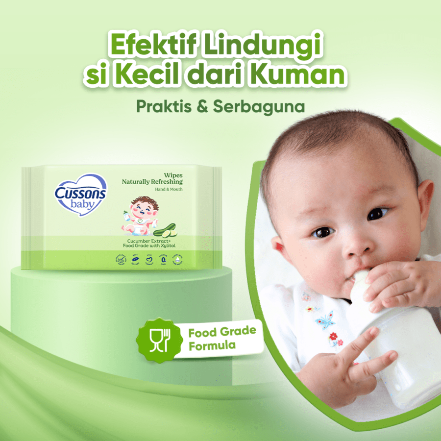 Cussons Baby Natural Refreshing Cucumber Extract Hand & Mouth Wipes 3pack