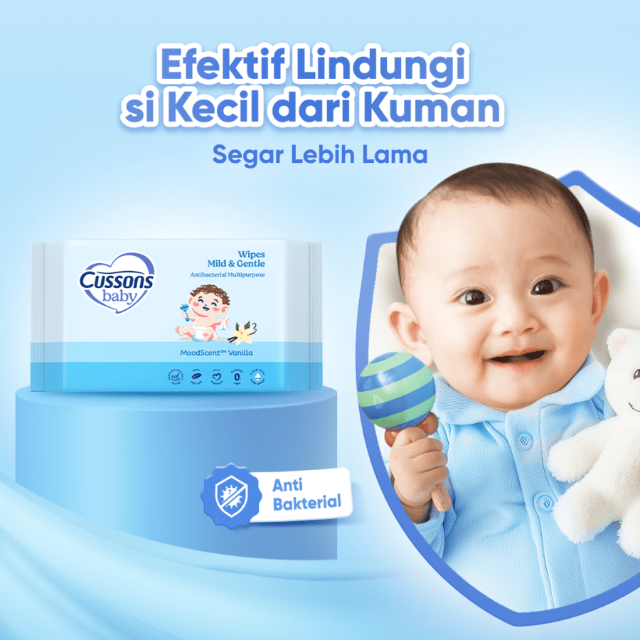 Cussons Baby Mild & Gentle Mood Scent Vanilla Antibacterial Multipurpose Wipes 3pack