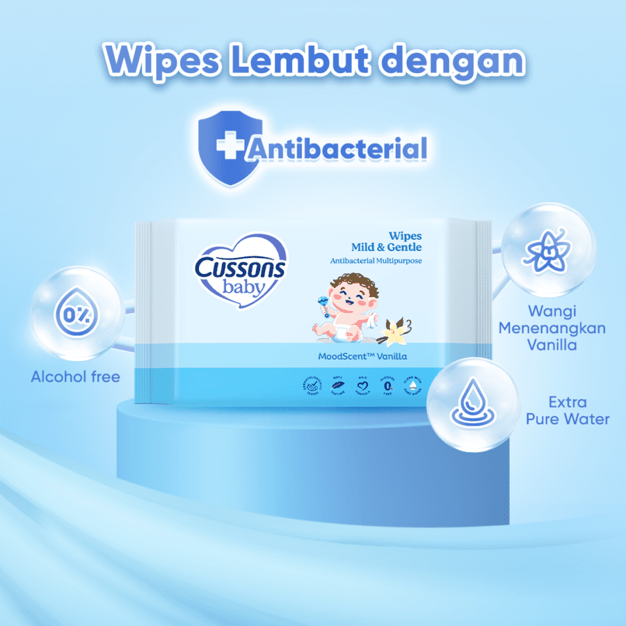 Cussons Baby Mild & Gentle Mood Scent Vanilla Antibacterial Multipurpose Wipes 3pack