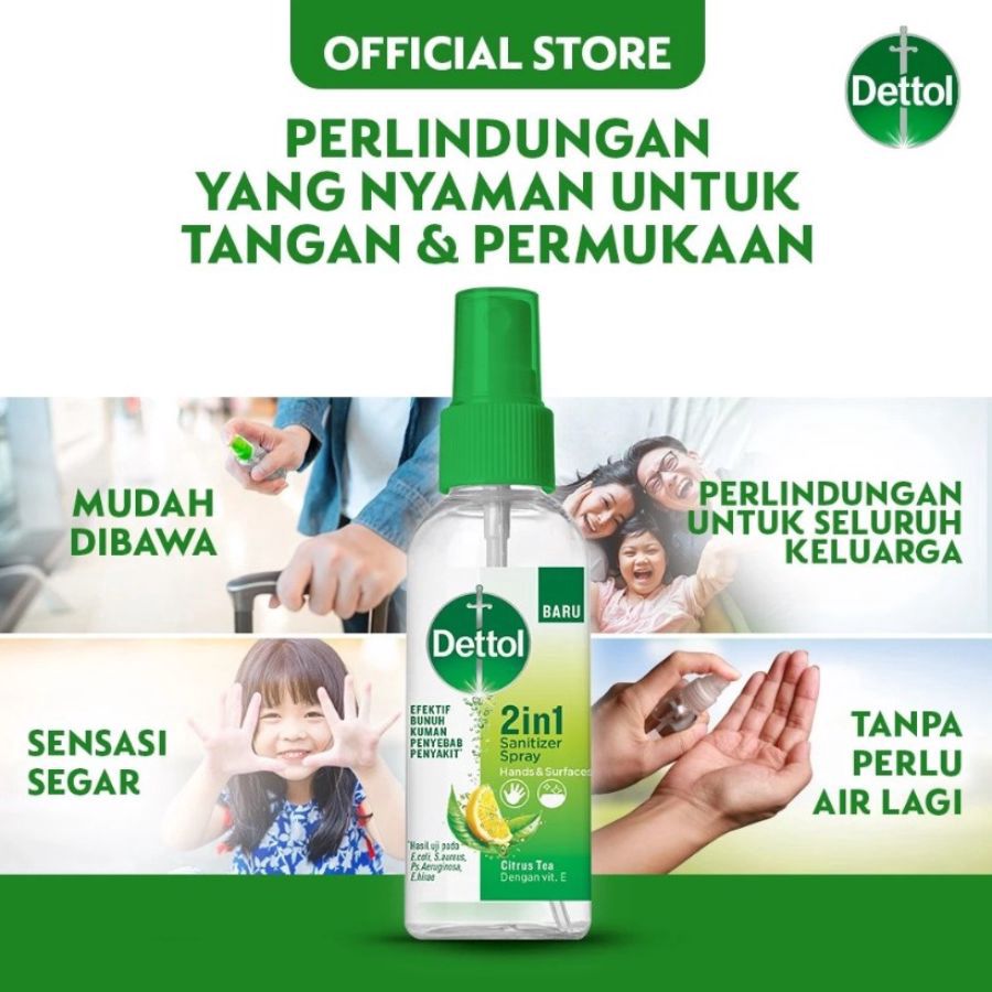 Dettol 2in1 Citrus Tea Hand Sanitizer & Surface Spray 50ml