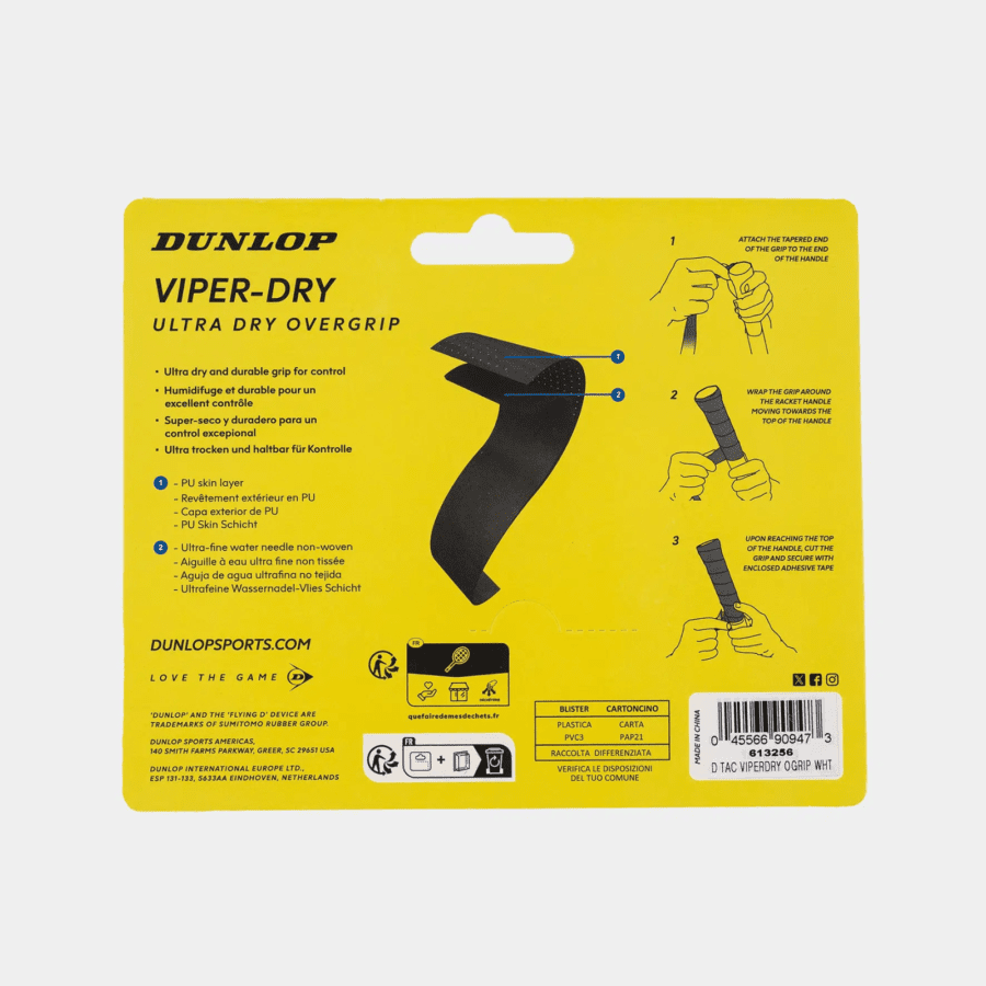 Dunlop ATP Tour Viper-Dry White Ultra Dry Overgrip