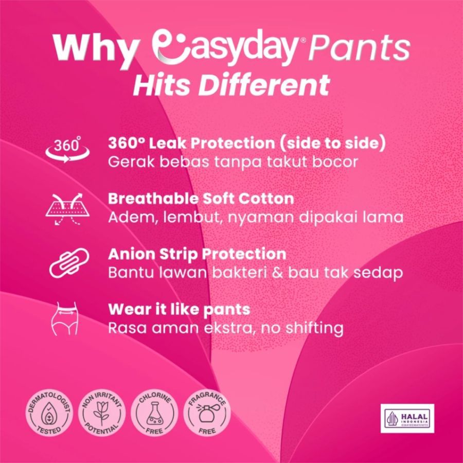 Easyday Soft Cotton Period Pants Size L/XL Waist 90-155cm Pembalut Kewanitaan 3pads