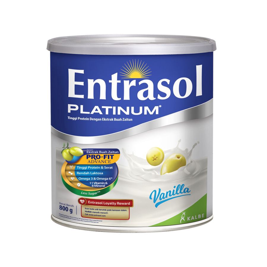 Entrasol Platinum Vanila Susu Tinggi Protein dan Serat 800gram