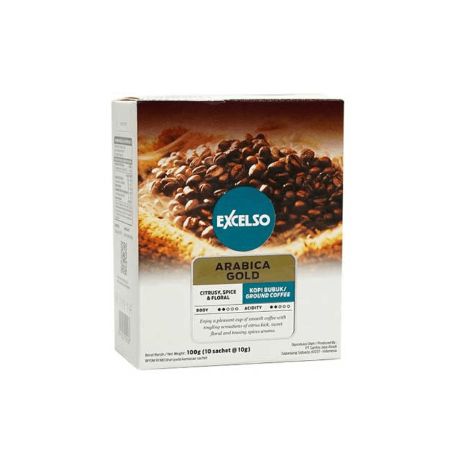 Excelso Arabica Gold Kopi Bubuk Folding Box 10 sachets x 10gr 100gram