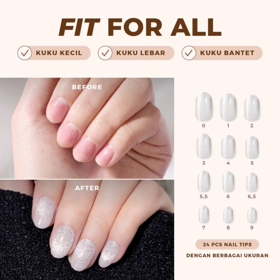Eze Nails Ice Queen Kuku Palsu Tempel 24pcs