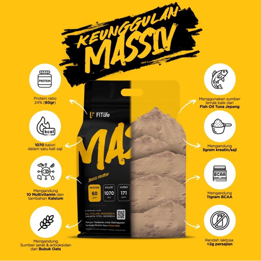 FITlife Massiv Gainer Whey Protein Choco Malt 2lbs 900gram