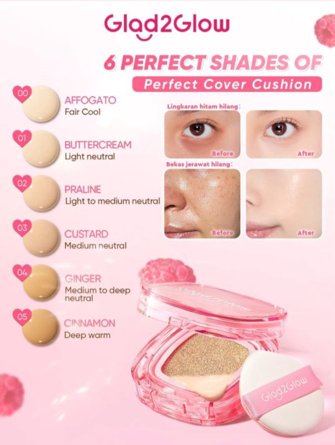 Glad2Glow Perfect Cover 01 Butter Cream Cushion Foundation 11gram