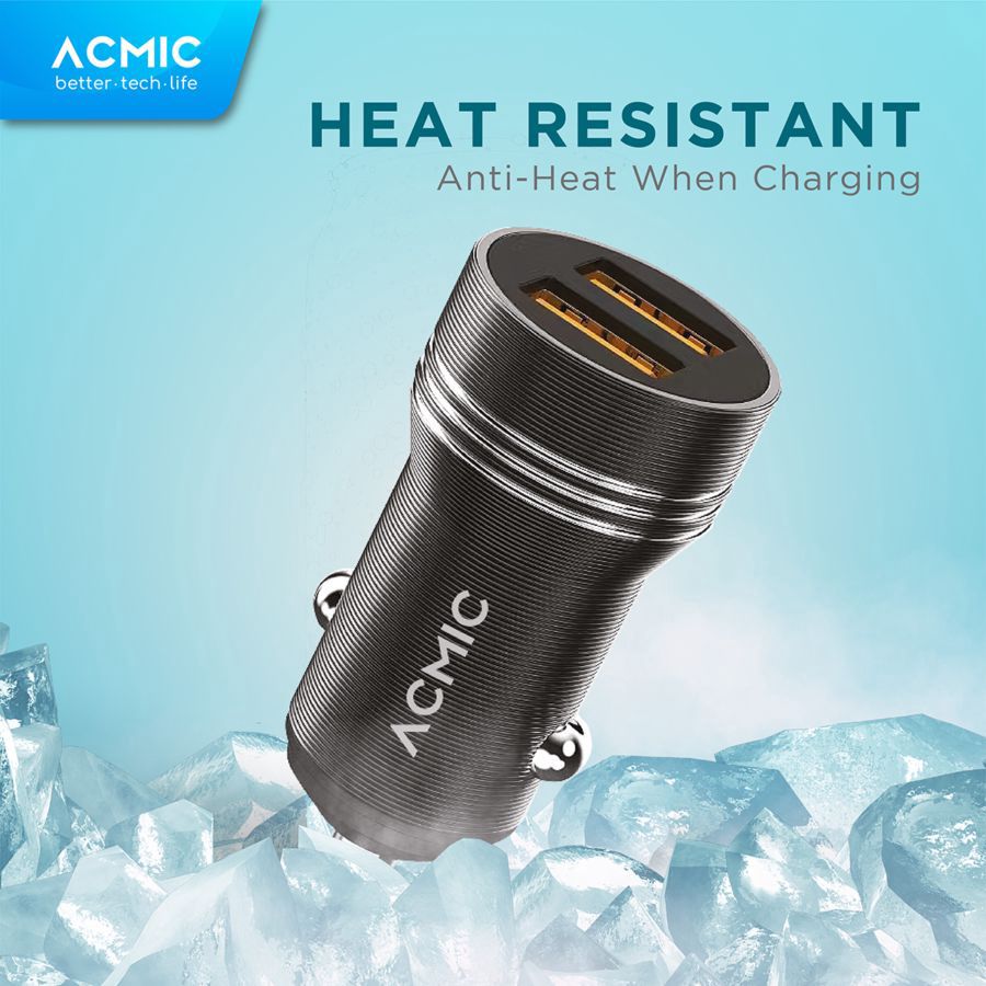 ACMIC Car Charger Adaptor Dual USB 24 Watt CC02 1pcs