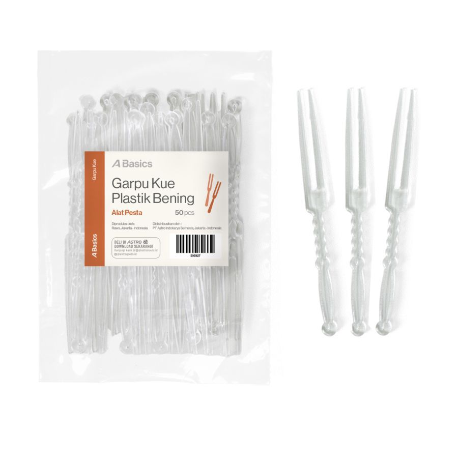 Garpu Kue Plastik Bening A Basics Isi 50 pcs 1pack