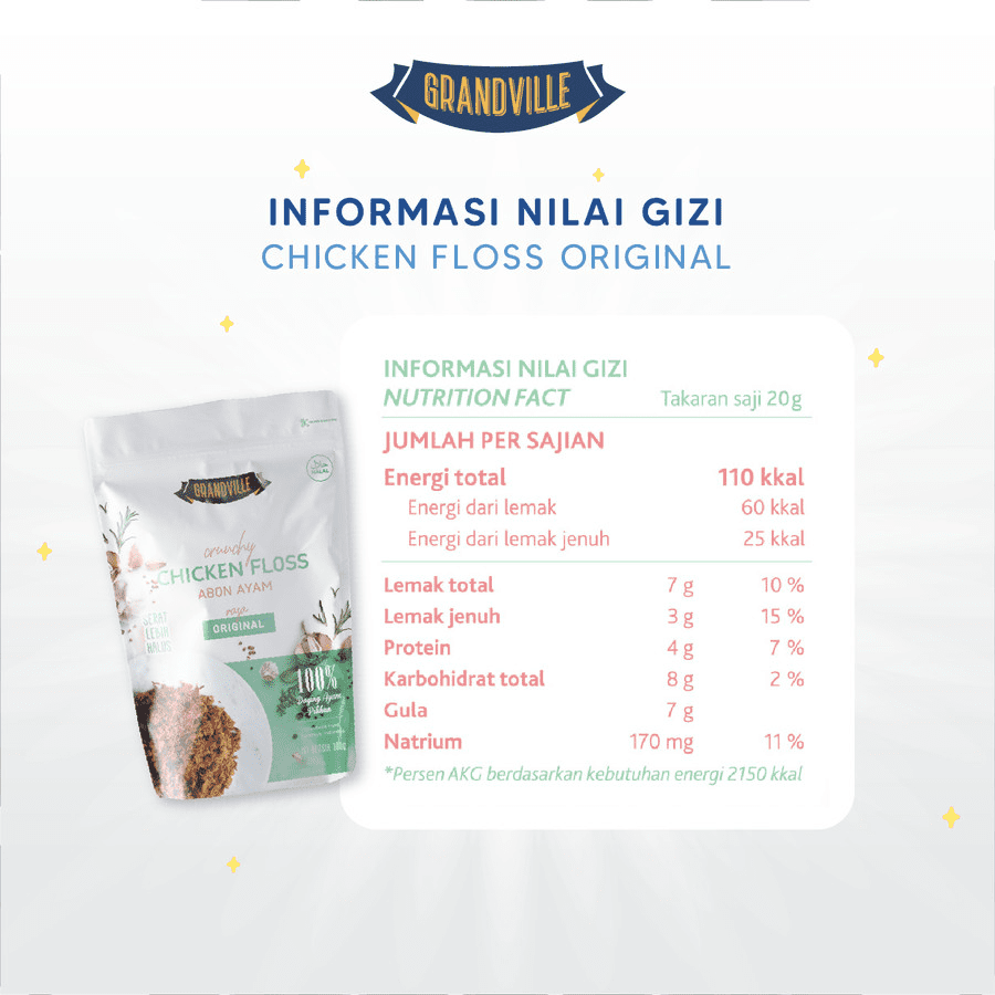 Grandville Crunchy Chicken Floss Abon Ayam Original 90gram