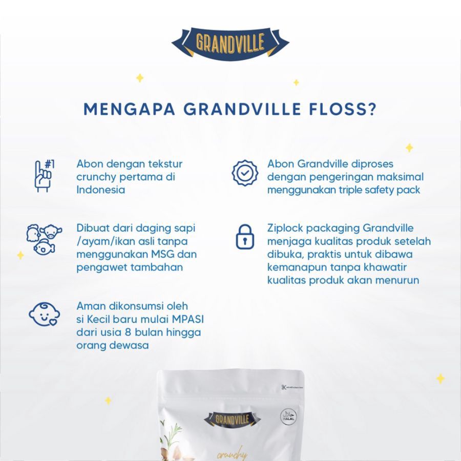 Grandville Crunchy Beef Floss Abon Sapi Spicy 100gram