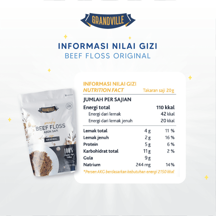 Grandville Crunchy Beef Floss Abon Sapi Original 90gram