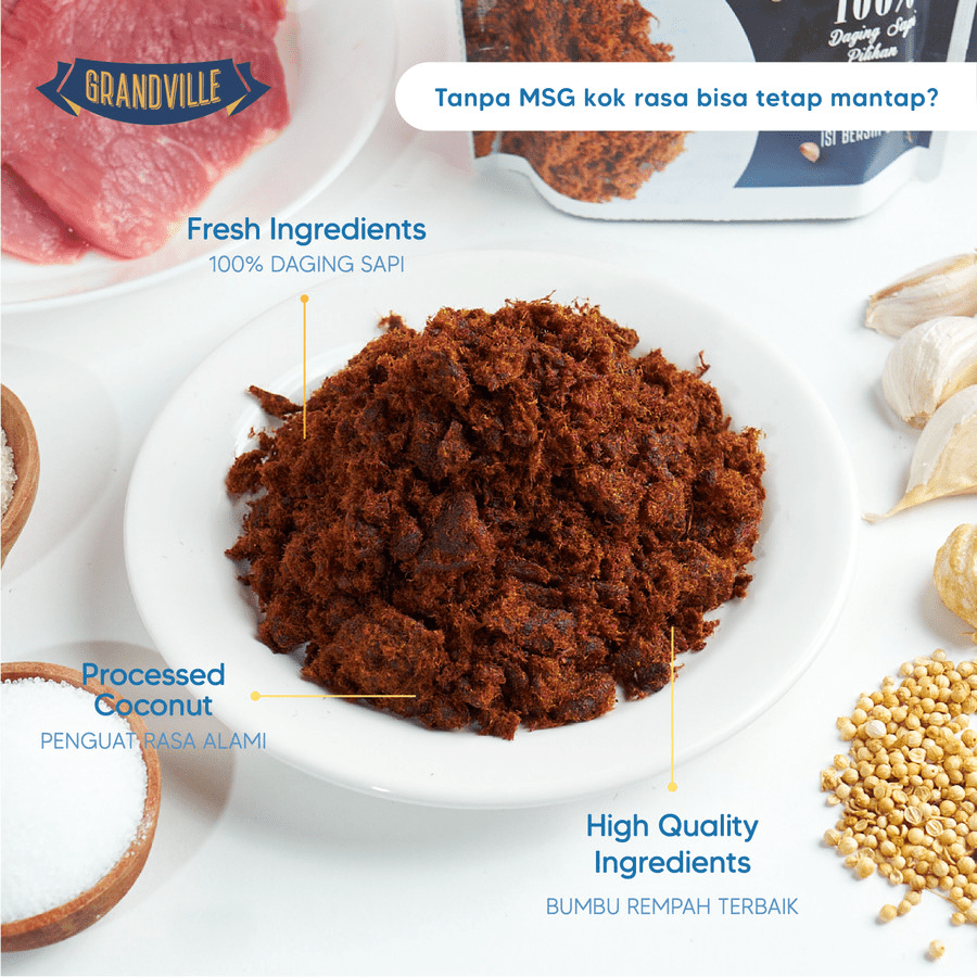 Grandville Crunchy Beef Floss Abon Sapi Original 90gram