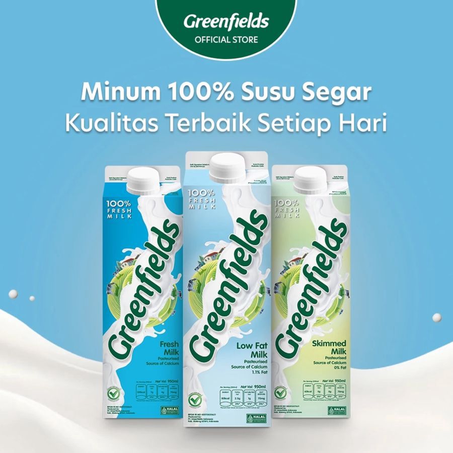 Greenfields Fresh Milk Low Fat 950ml
