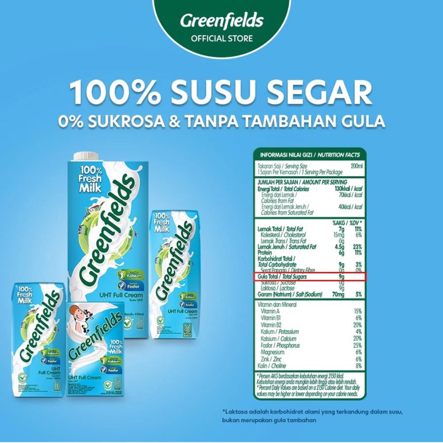 Greenfields Full Cream Susu UHT 950ml