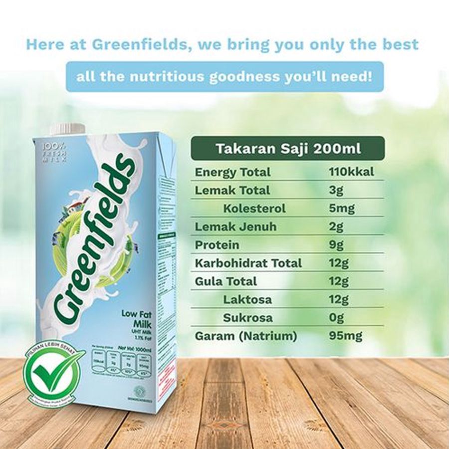 Greenfields Low Fat Susu UHT 950ml