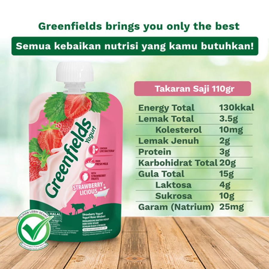Greenfields Strawberry Yogurt Pouch 110gram