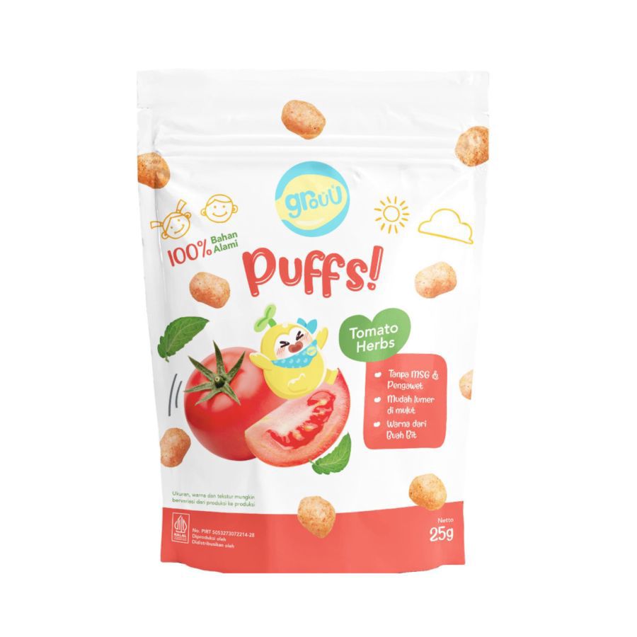 Grouu Puffs! Tomato Herbs Snack Bayi 25gram
